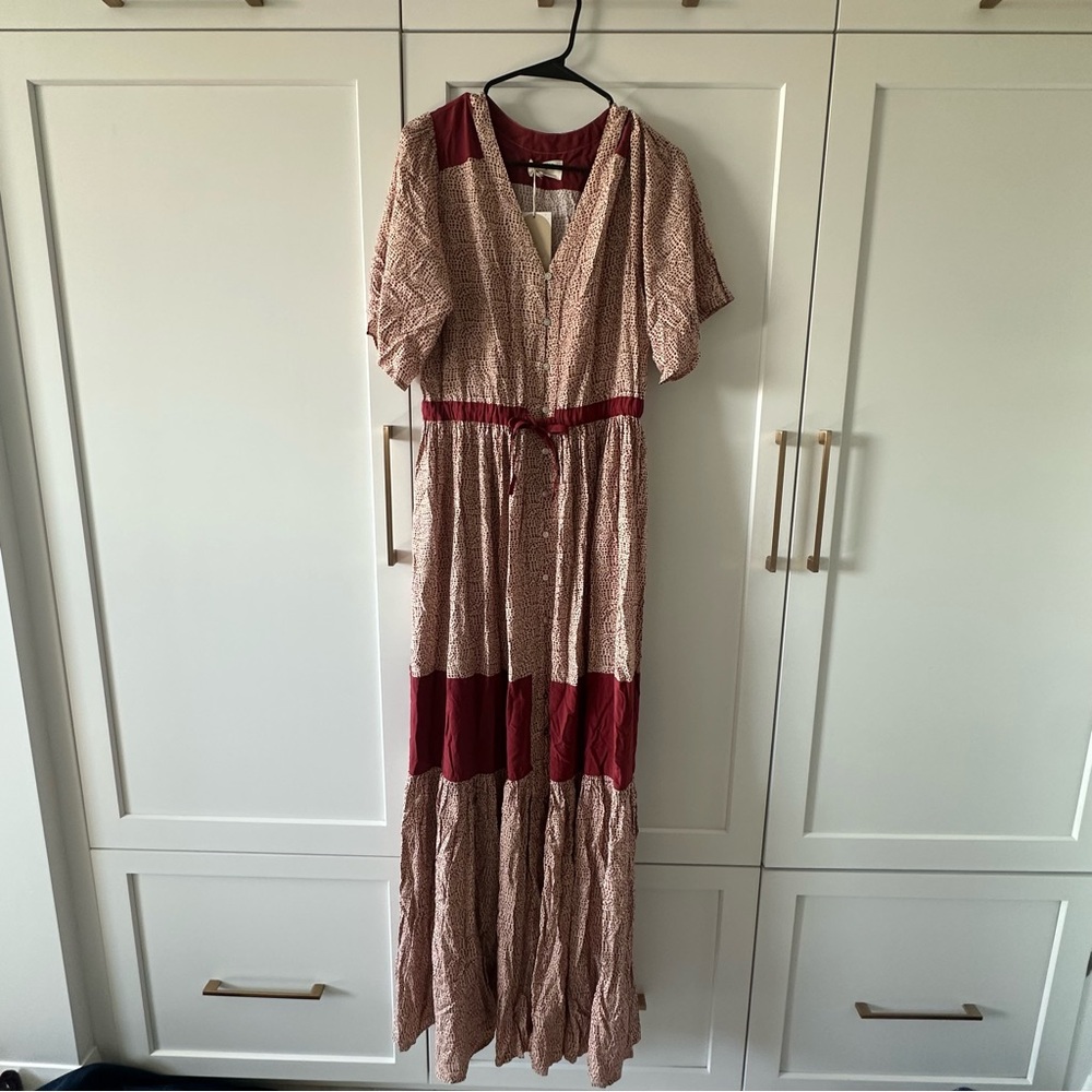 Jackson Rowe Red and Beige Maxi Dress